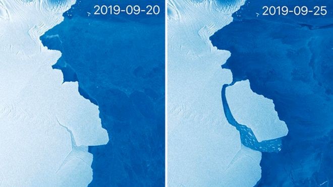 Iceberg duas vezes maior que Santiago se desprende da Antártica